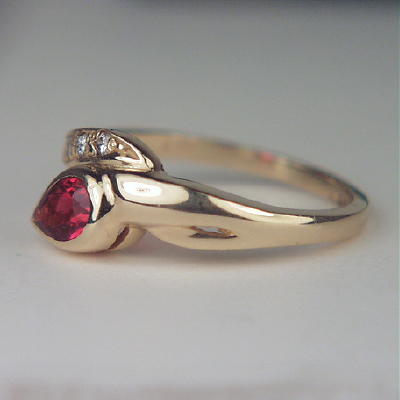 Fine Color Rubelite Tourmaline Diamond 14 kt Ring  Litnon.com