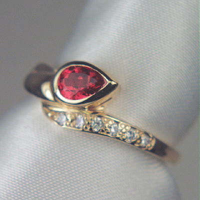 Fine Color Rubelite Tourmaline Diamond 14 kt Ring  Litnon.com