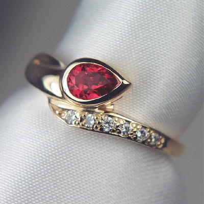 Fine Color Rubelite Tourmaline Diamond 14 kt Ring  Litnon.com