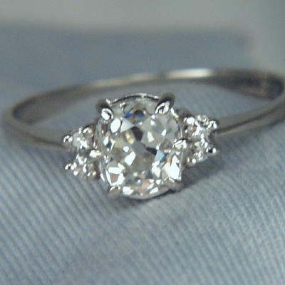 Quality Antique Mine Cut Diamond Ring 0.85ct IF and E-F Litnon.com