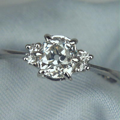 Quality Antique Mine Cut Diamond Ring 0.85ct IF and E-F Litnon.com