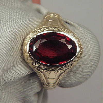 Mens 14kt Umba River Rhodolite Garnet Ring 14.41ct  Litnon.com
