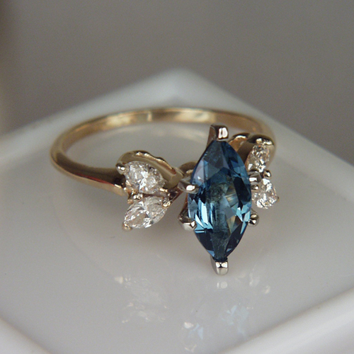Rich Blue Santa Maria Aquamarine Diamond 14kt Ring  Litnon.com