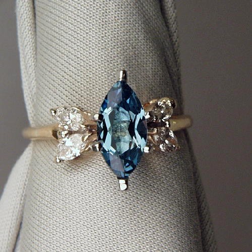 Rich Blue Santa Maria Aquamarine Diamond 14kt Ring  Litnon.com