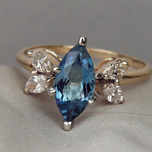 Rich Blue Santa Maria Aquamarine Diamond 14kt Ring  Litnon.com