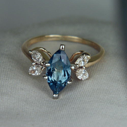 Rich Blue Santa Maria Aquamarine Diamond 14kt Ring  Litnon.com