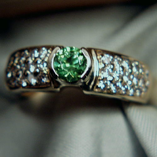  Superb Russian Demantoid Garnet 14kt Diamond Ring  Litnon.com
