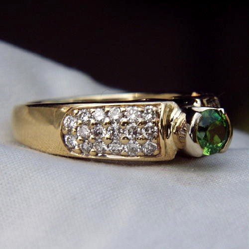  Superb Russian Demantoid Garnet 14kt Diamond Ring  Litnon.com