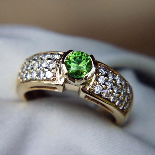  Superb Russian Demantoid Garnet 14kt Diamond Ring  Litnon.com