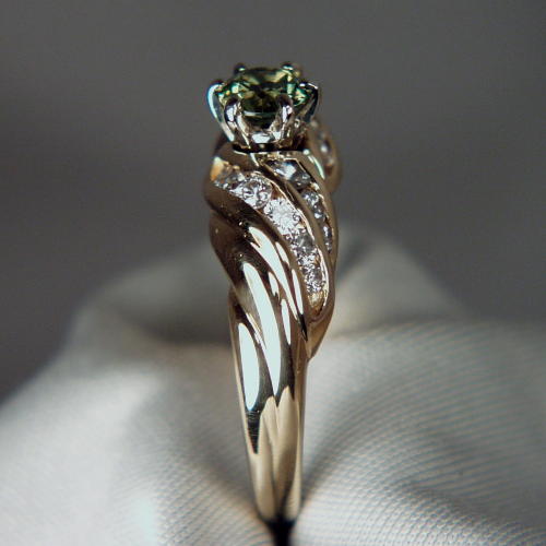 Quality Russian Demantoid Garnet14kt Diamond Ring  Litnon.com