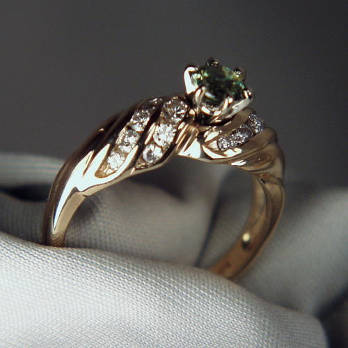 Quality Russian Demantoid Garnet14kt Diamond Ring  Litnon.com