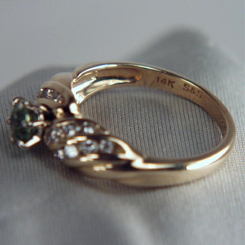 Quality Russian Demantoid Garnet14kt Diamond Ring  Litnon.com