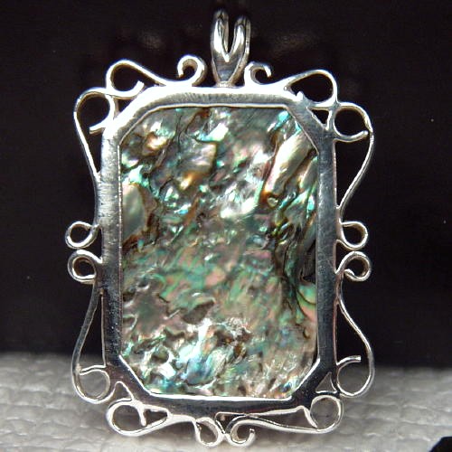 Iridescent California Red Abalone 999 Sliver Pendant  Litnon.com
