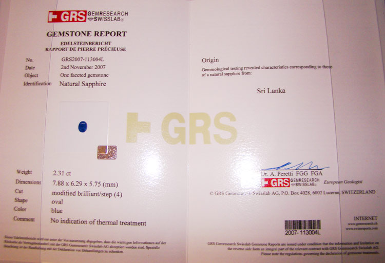 Certified Unheated Natural Ceylon Sapphire 2.3ct  Litnon.com