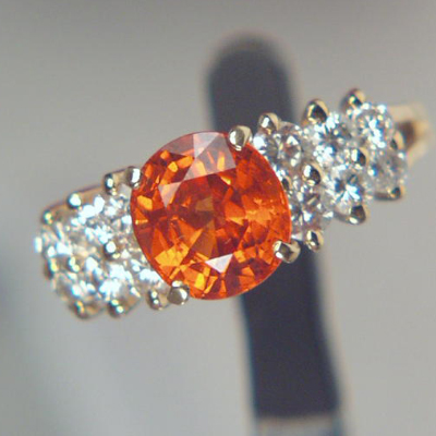 Killer Mandarin Spessartite Garnet Diamond Ring 18kt Litnon.com