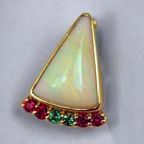 Quality Australia Opal Tsavorite Spinel 18kt Pendant GL Litnon.com