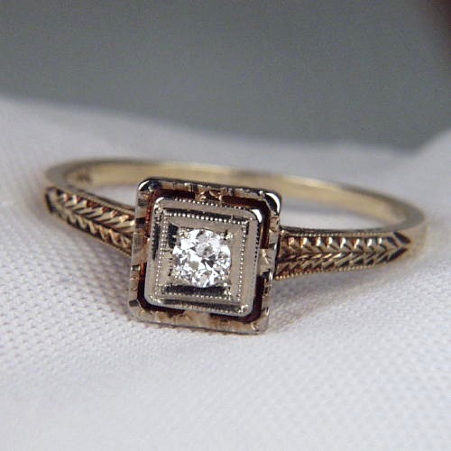 Antique ~ Vintage 14 kt European Cut Diamond Ring  Litnon.com