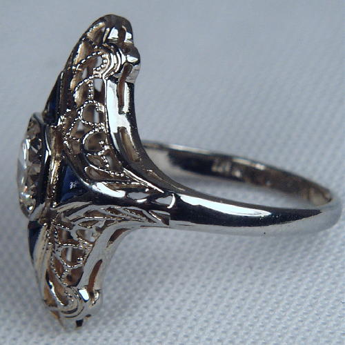 Antique 18kt Filigree White Gold Diamond Ring  Litnon.com