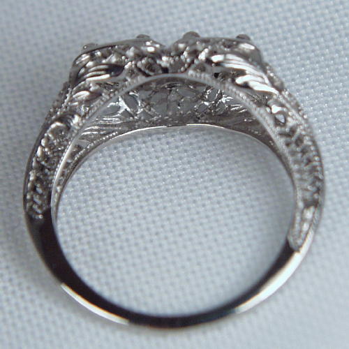 Antique 18kt Filigree White Gold Two Diamond Ring  Litnon.com