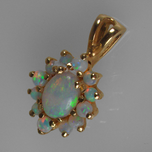Color and Fire Australian Opal 14 kt Gold Pendant  Litnon.com