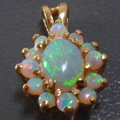 Color and Fire Australian Opal 14 kt Gold Pendant  Litnon.com