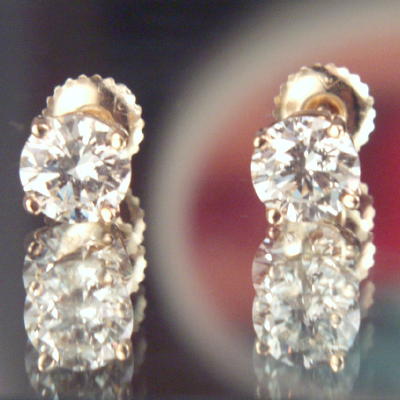 Diamond Earrings Screw Back mtgs 1.86 ct SI - H  Litnon.com
