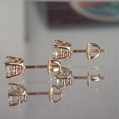 Diamond Earrings Screw Back mtgs 1.86 ct SI - H  Litnon.com