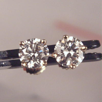 Diamond Earrings Screw Back mtgs 1.86 ct SI - H  Litnon.com