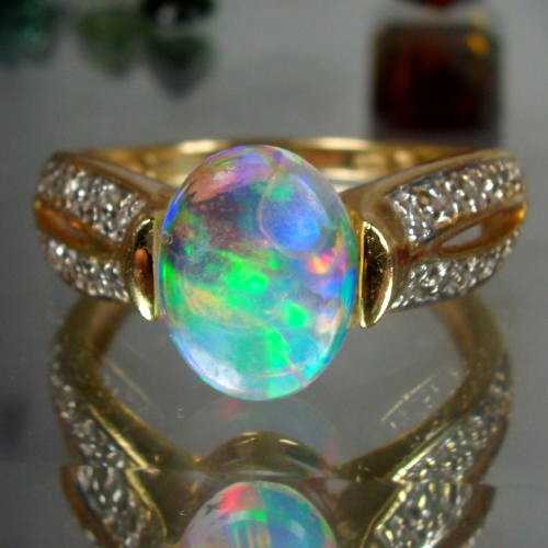 Color and Fire Australian Opal Gold Ring  Litnon.com