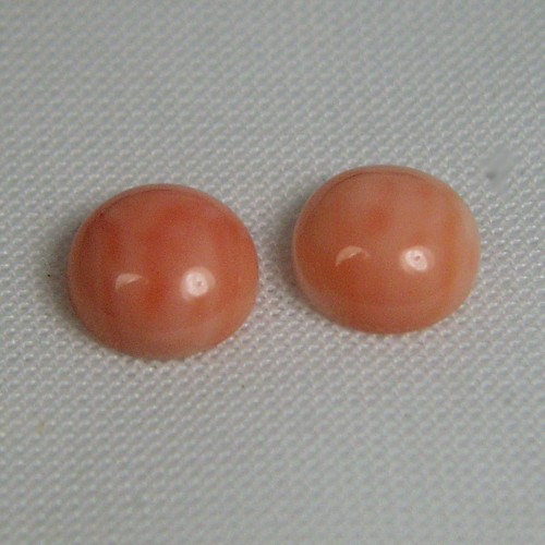 Natural Pink Coral Round Cabochon Pair Hawaii 9mm  Litnon.com