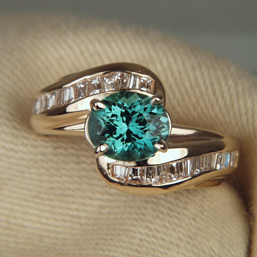 Quality Nigeria Paraiba Type Tourmaline Diamond 14kt Ring  Litnon.com