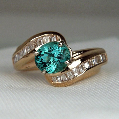 Quality Nigeria Paraiba Type Tourmaline Diamond 14kt Ring  Litnon.com