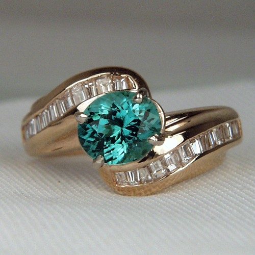 Quality Nigeria Paraiba Type Tourmaline Diamond 14kt Ring  Litnon.com