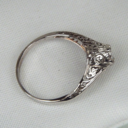 Antique Old Mine Cut Diamond Filigree 14 kt White Gold Ring  Litnon.com