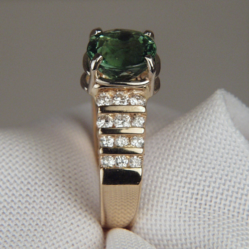 Beautiful Afghan Green Tourmaline Diamond 14 kt Ring  Litnon.com