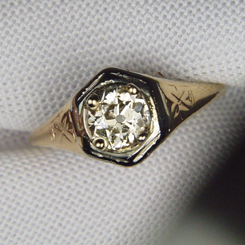 Antique Old Mine Cut Diamond Filigree 14 kt Gold Ring  Litnon.com