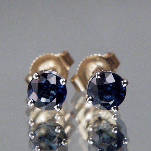 Royal Blue Sapphire 14 Karat Stud Earrings  Litnon.com