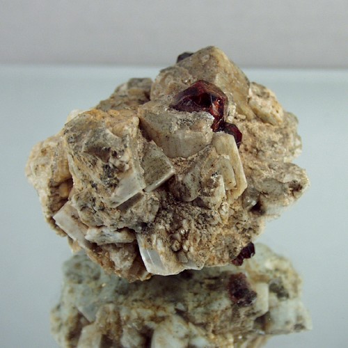 Spessartite Garnet and Quartz On Microcline Feldspar Specimen  Litnon.com