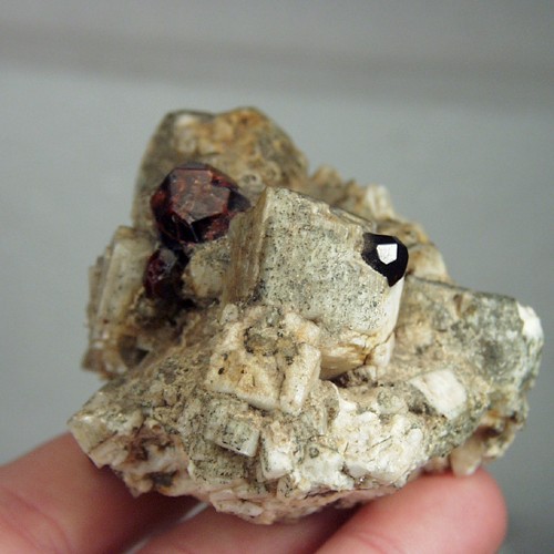 Spessartite Garnet and Quartz On Microcline Feldspar Specimen  Litnon.com