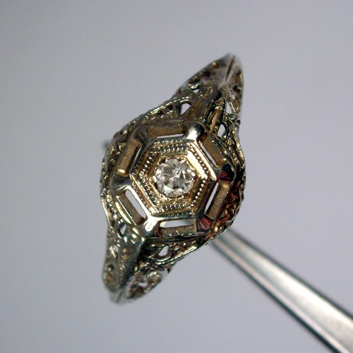 Antique Old Mine Cut Diamond Filigree 18 kt Gold Ring  Litnon.com