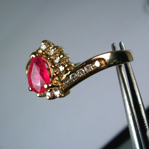 Estate Ladies 14 kt Natural Ruby Diamond Ring  Litnon.com