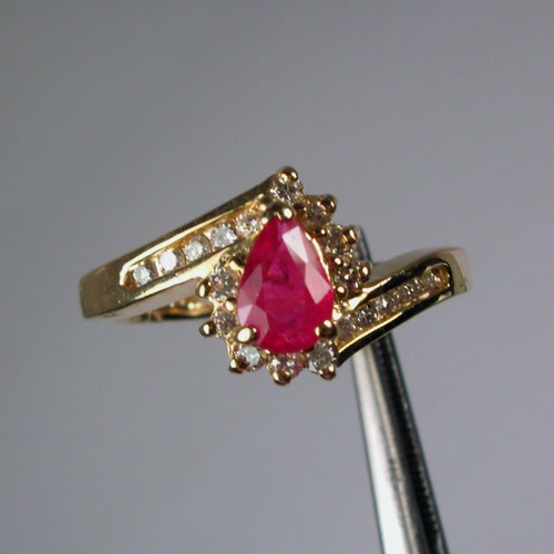 Estate Ladies 14 kt Natural Ruby Diamond Ring  Litnon.com
