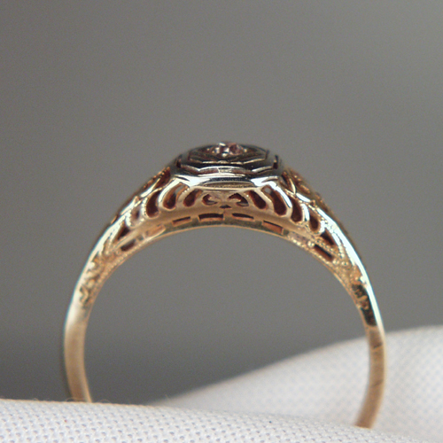 Antique Old Mine Cut Diamond Filigree 18 kt Gold Ring  Litnon.com