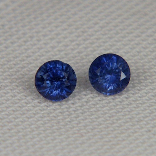 Matched Pair 3.1 mm Royal Blue Ceylon Sapphires  Litnon.com