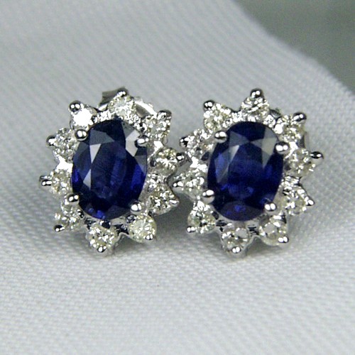 Royal Blue Ceylon Sapphire Diamond Earrings  Litnon.com