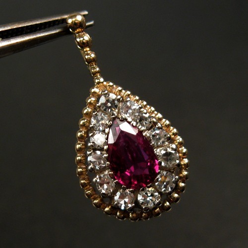 Natural Ruby and Diamond Pendant 14kt Gold  Litnon.com
