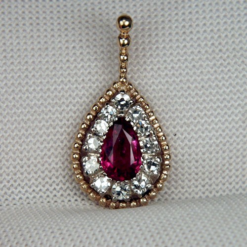 Natural Ruby and Diamond Pendant 14kt Gold  Litnon.com
