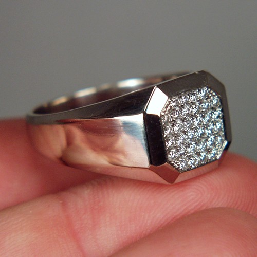 Quality Estate Mens 14 k White Gold Diamond Ring  Litnon.com