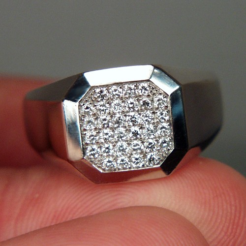 Quality Estate Mens 14 k White Gold Diamond Ring  Litnon.com