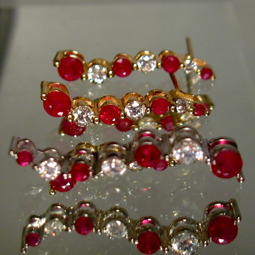 Estate Natural Ruby Diamond S Pendant Earing Set  Litnon.com